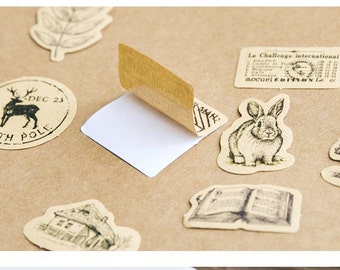 woodland - Paper Deco Label Seal Set - 45 Pcs