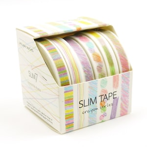 Japanse washi-afplaktapeset - regenboog smal tapeset: 07 - 5 mm breed - 3,3 meter (elke rol) - 6 rollen