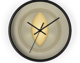 Golden Leaf Geometric Wall Clock | Modern Minimalist Home Decor