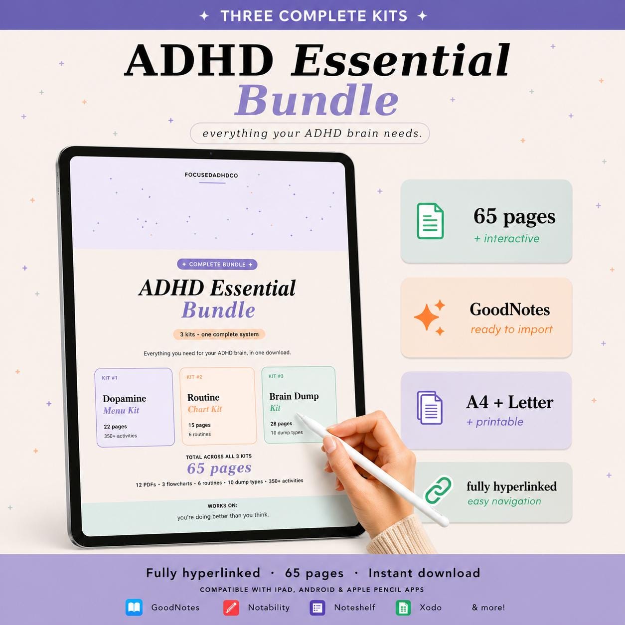 ADHD Planner Bundle | Dopamine Menu + Routine Chart + Brain Dump | 65 ...