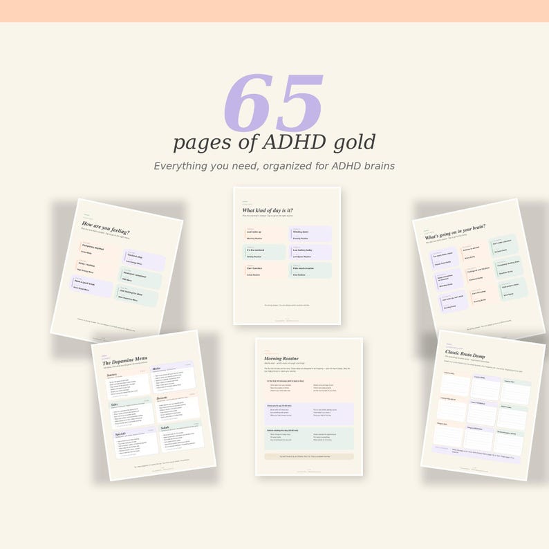 ADHD Planner Bundle | Dopamine Menu + Routine Chart + Brain Dump | 65 ...