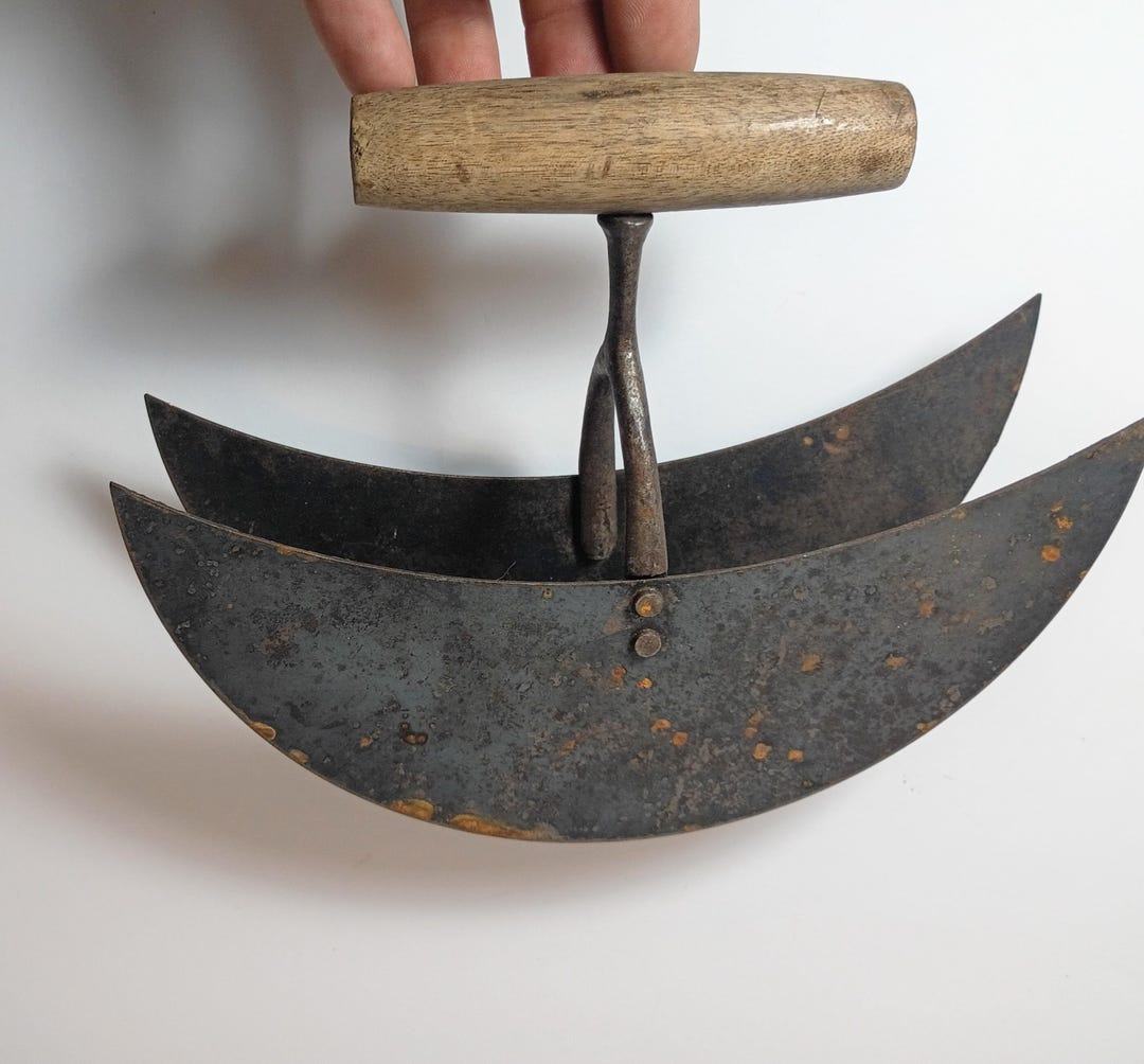 Antique Wooden Handle Double-blade Rocker Chopper, Often Referred to as ...