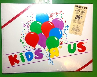 Caja de regalo vintage Kids "R" us con papel de seda y cinta