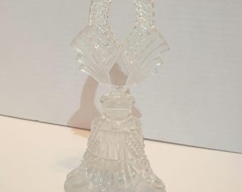 Vintage Clear Large Glass Ornate Cologne/Perfume Bottle w/ stopper 7 1/4" Tall