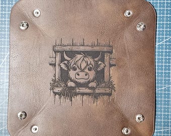 Caja de cuero sintético Highland Cow