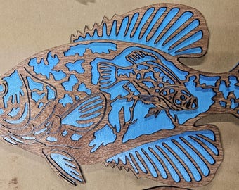 Decoración de pared de peces de madera de 2 capas