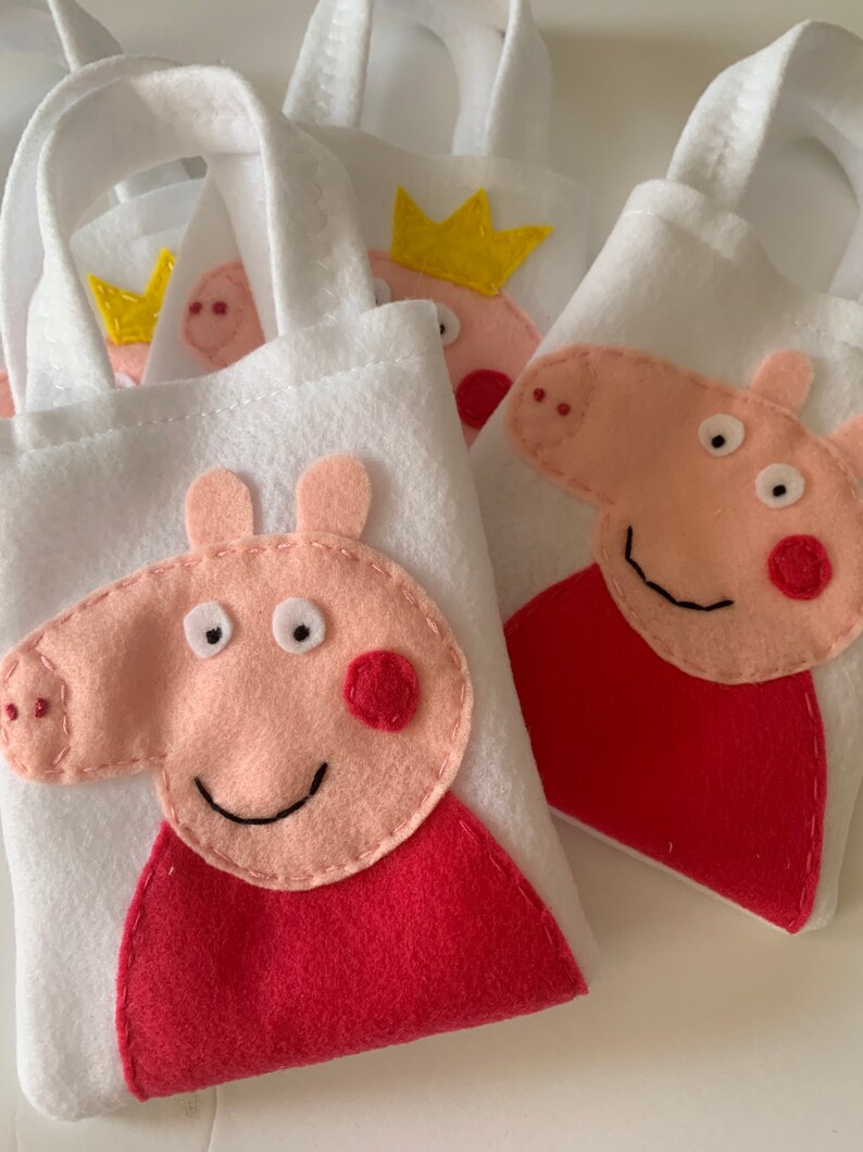 Peppa Pig /Party felt bags / set of 6 Party bags Etsy