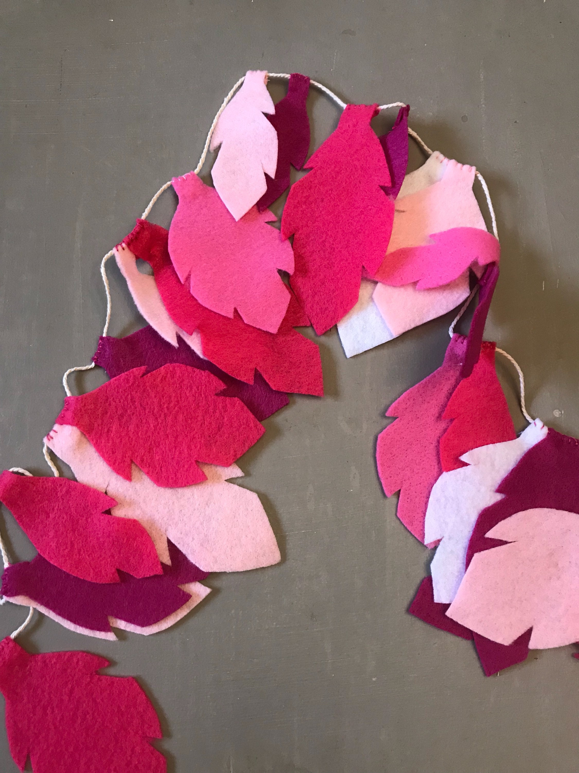 Feathers & Leaves / Felt Garland/ Room Decor/ Party Garland/ Etsy