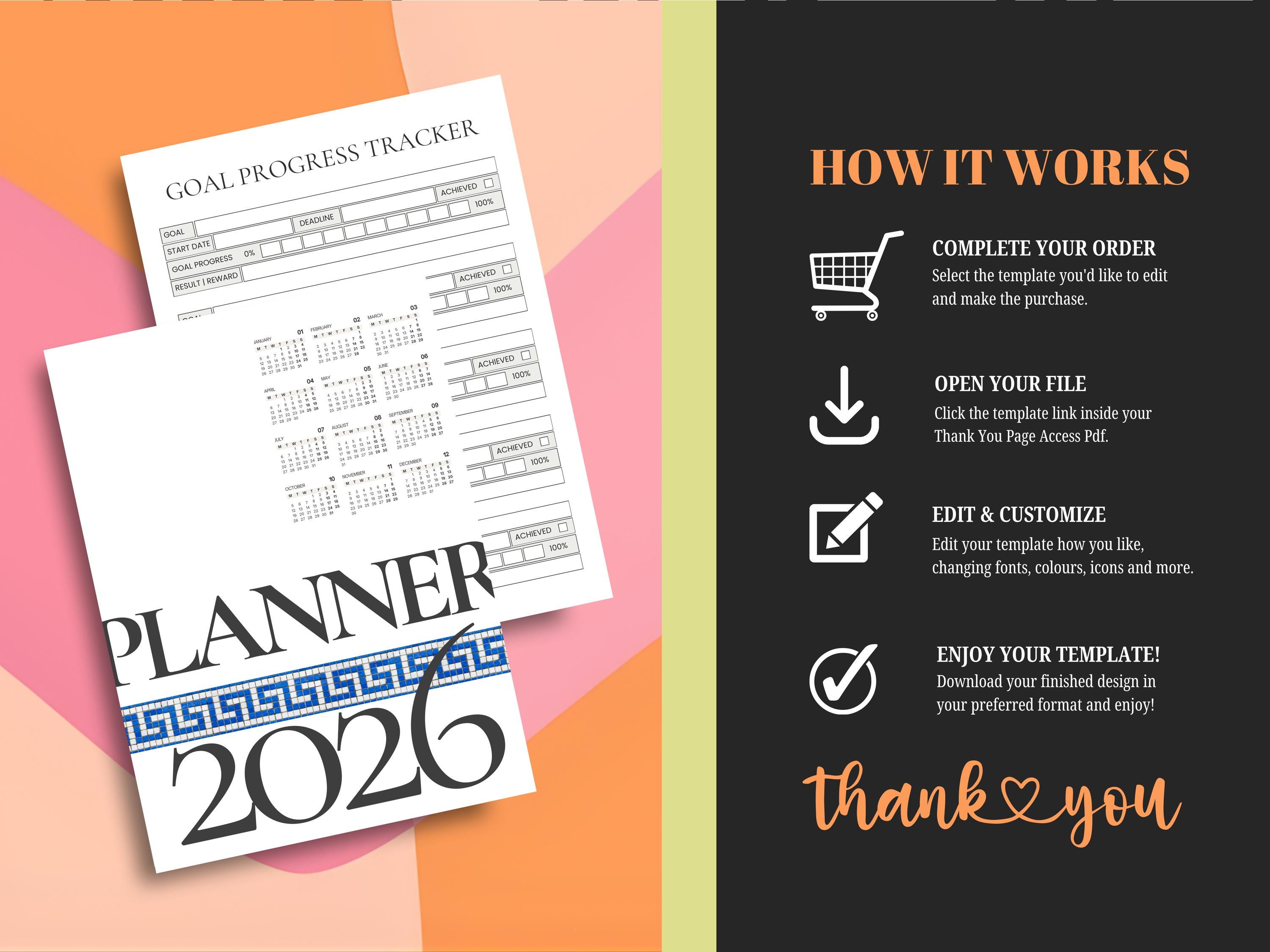 2026 Goal Planner Printable for New Year Resolutions and Yearly ...