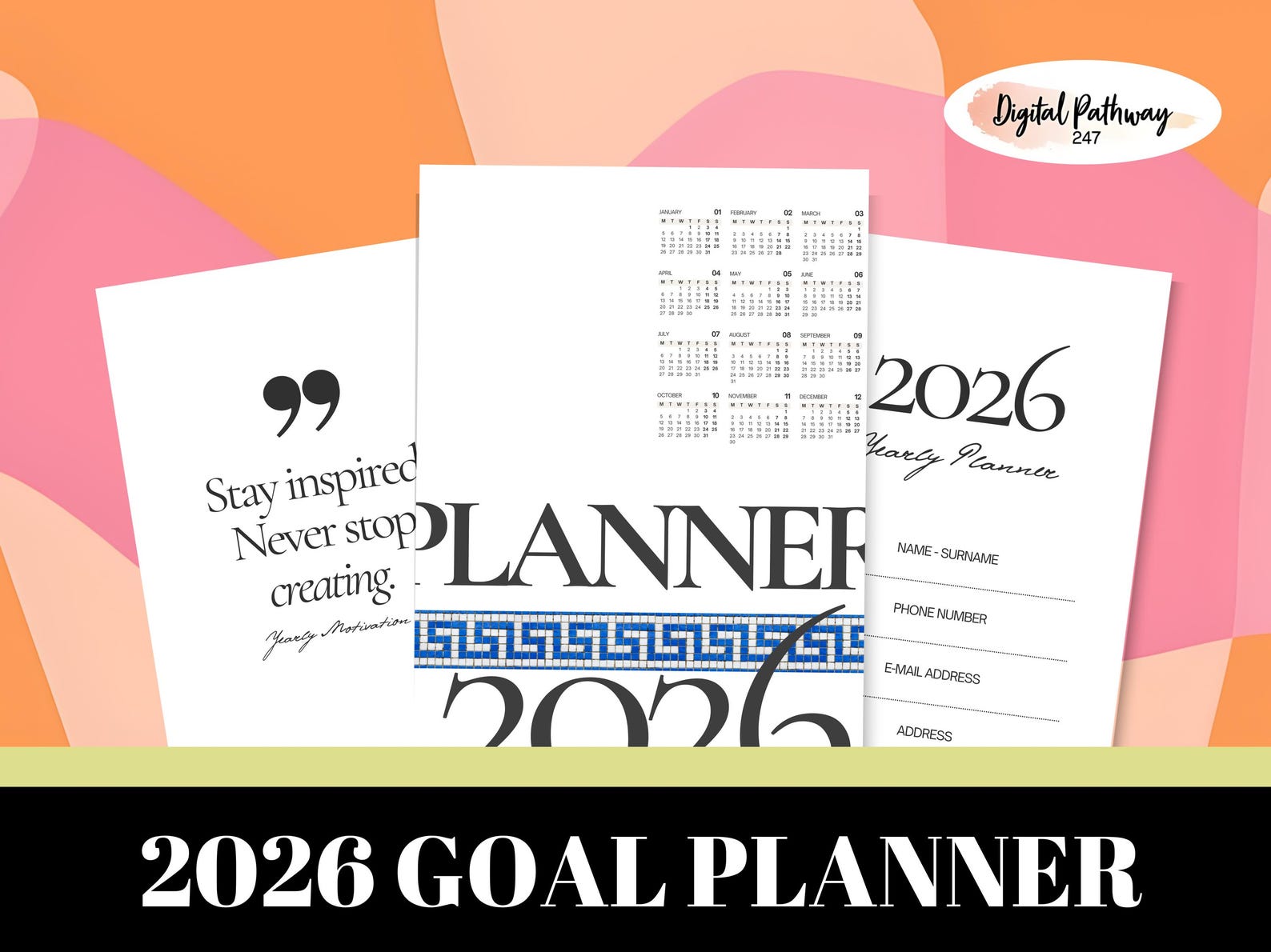 2026 Goal Planner Printable for New Year Resolutions and Yearly ...