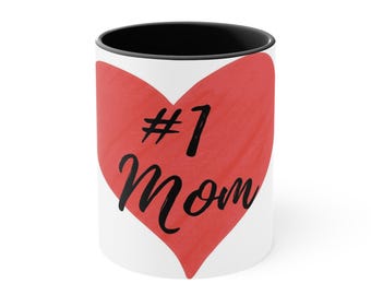 Taza con corazón para mamá n.° 1 / Interior y asa rosas