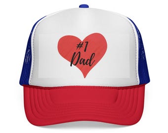Gorra de camionero "Papá n.° 1" con parche de corazón, regalo para el Día del Padre.