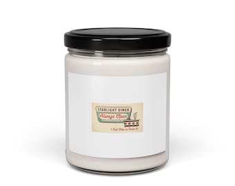 Vela con etiqueta de caja de cerillas Diner, 9 oz / Efímera vintage, impresión retro de microanuncio