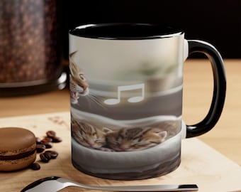 Taza con foto de gato atigrado naranja/taza de café decorativa, interior rosa