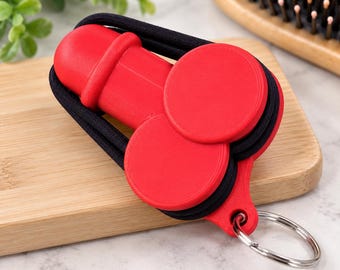 Haarelastiekjeshouder met sleutelhangertje | Houder voor haarelastiekjes met sleutelhangertje | Draagbare organizer voor haarelastiekjes | 3D-geprint haaraccessoire