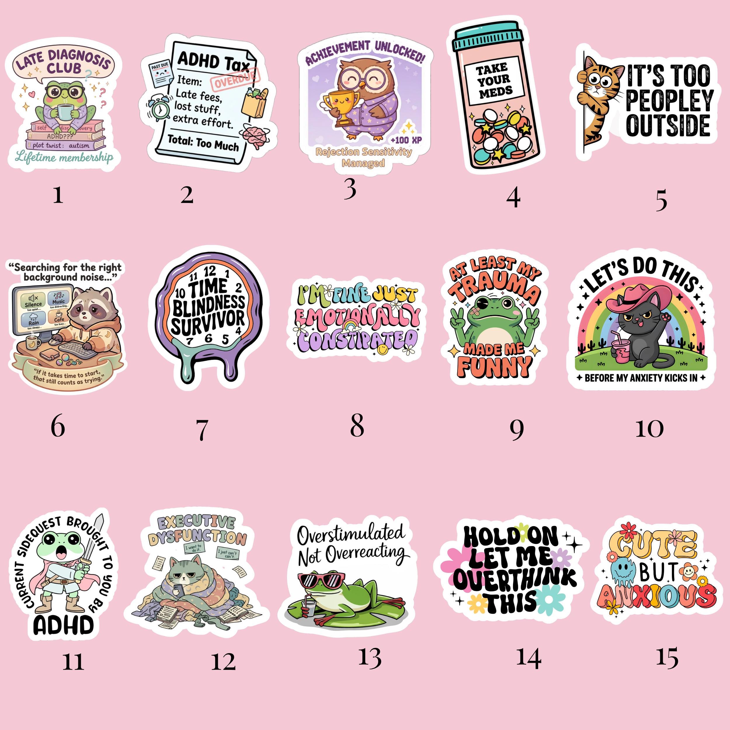 Fun Adhd Sticker Funny ADHD Sticker Pack | Neurodivergent Planner Decals - Etsy