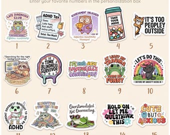 Pacote de adesivos divertidos para TDAH, adesivos para pessoas neurodivergentes, adesivos para saúde mental, adesivos fofos e kawaii para laptop, presente para quem tem TDAH, adesivos para garrafa de água