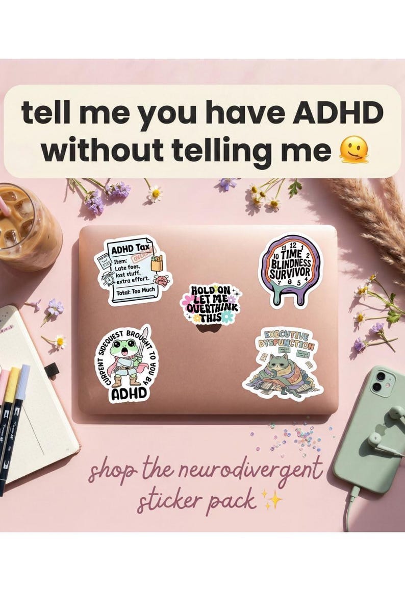 Fun Adhd Sticker Funny ADHD Sticker Pack | Neurodivergent Planner Decals - Etsy