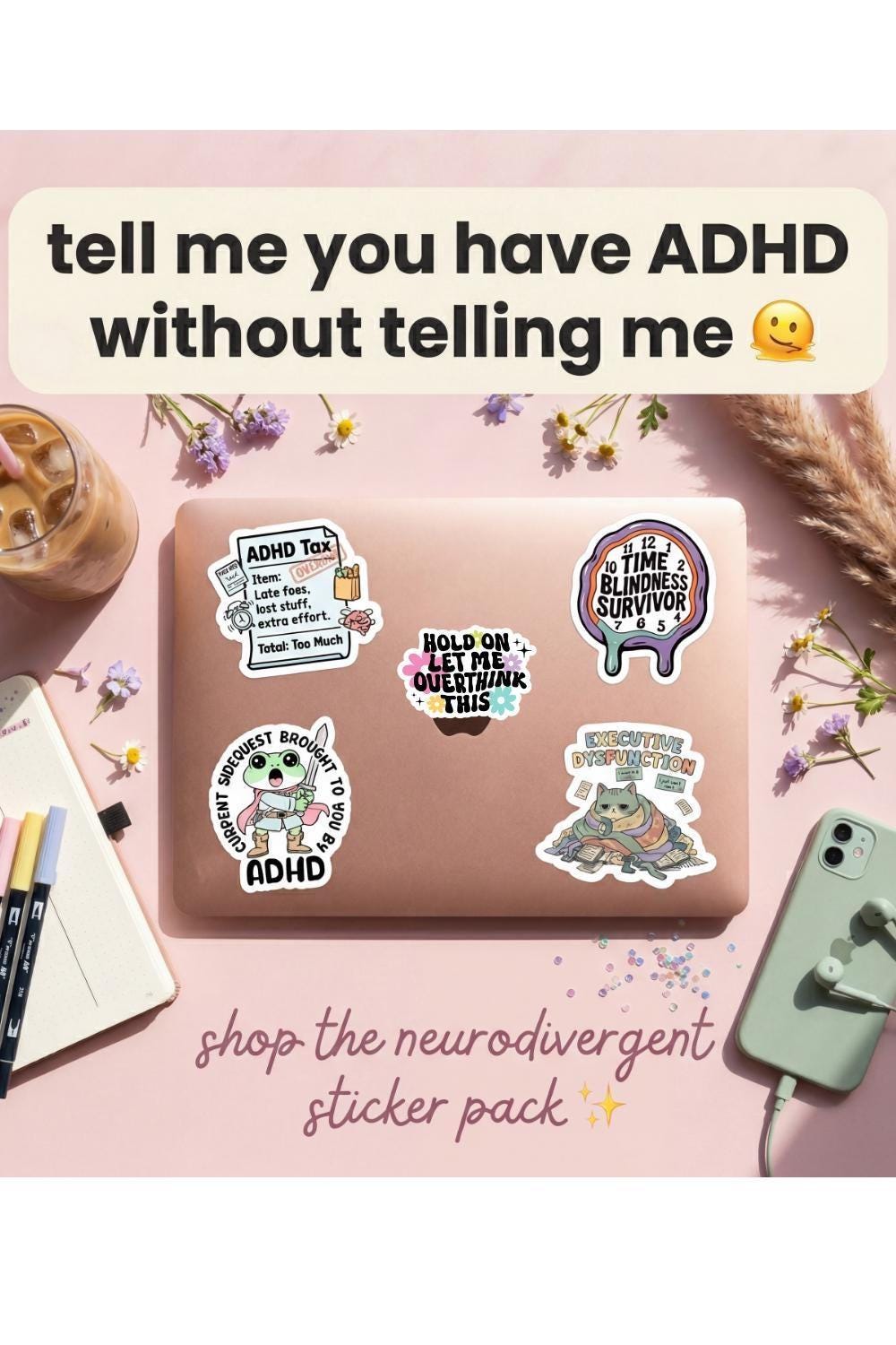 Funny ADHD Sticker Pack | Neurodivergent Planner Decals - Etsy