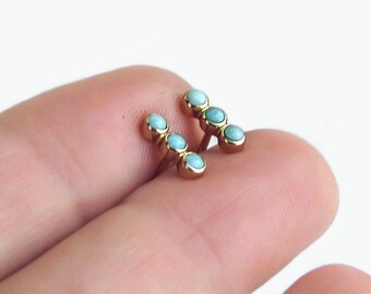 Gold Turquoise Bar Earrings,S925 Silver Turquoise Earrings,Tiny Turquoise Bar Studs,Minimalist S925 Earrings,Gold Turquoise Bar Studs,Gifts