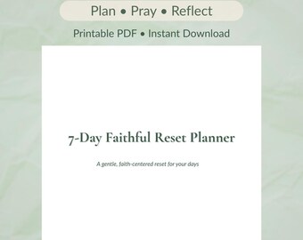 Planner cristiano stampabile, Planner per il ripristino della fede di 7 giorni in PDF, Planner giornaliero di riflessione e preghiera, Pagina di monitoraggio delle abitudini basate sulla fede