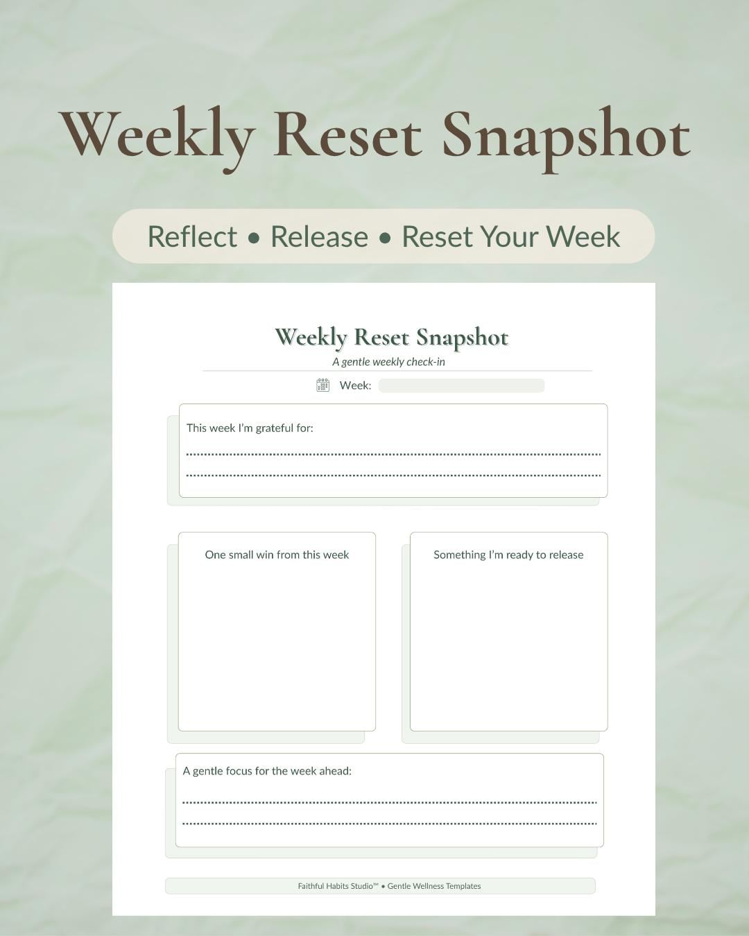 Weekly Reset Printable | Weekly Reflection Worksheet | Weekly Check in ...