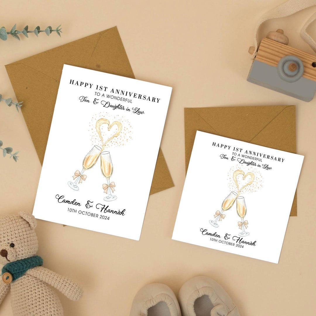 Personalized 1st Anniversary Card for Son and Daughter in Law, Custom ...