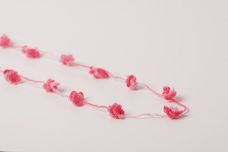 Crochet Pattern Necklace, Bracelet, Anklet Tripple Flowers PDF Instant Download zdjęcie 2