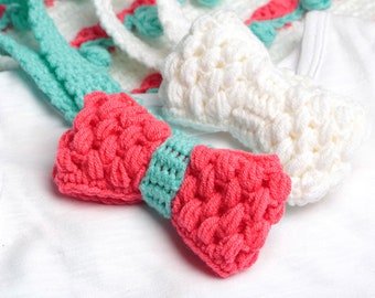 Sweetheart Bow Crochet Pattern for a girls headband or boys bow-tie. Digital PDF file.