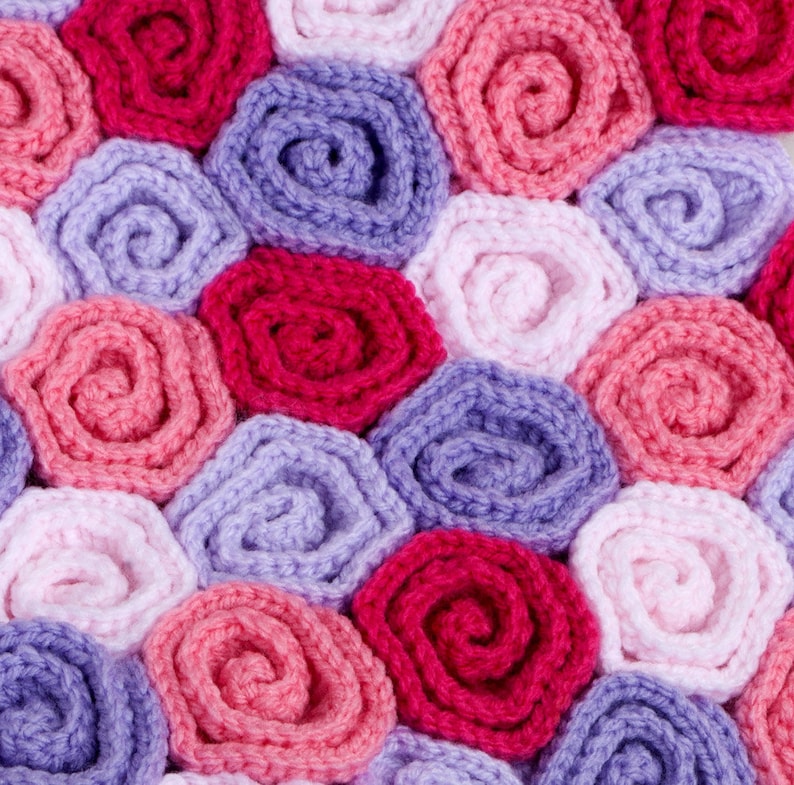 Crochet Pattern Rose Field Baby Blanket PDF Instant Download image 5