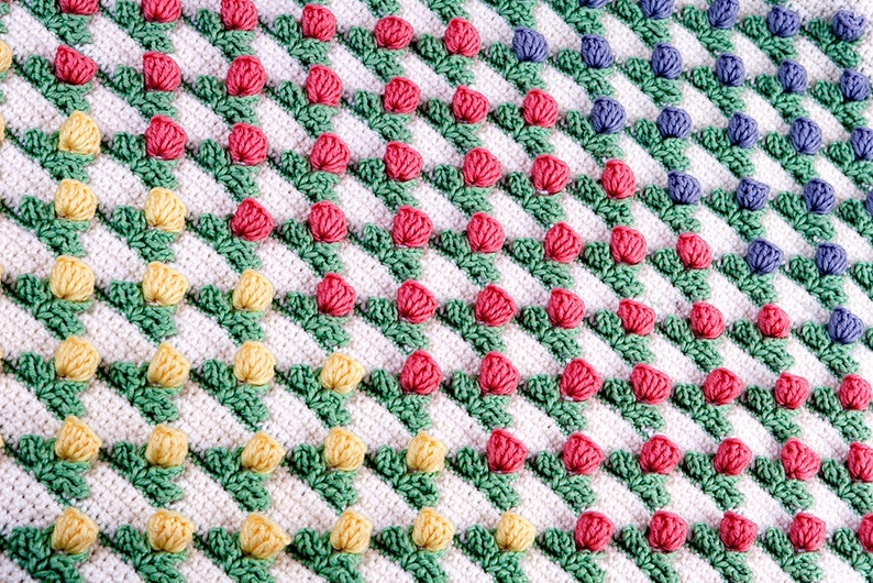 Crochet Pattern Tulip Field Baby Blanket PDF Instant Download image 1