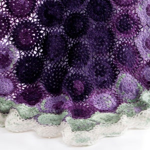 Crochet Pattern Blueberry Blanket  PDF Instant Download. Beautiful flower throw, DIY for your loved ones. Photo tutorial