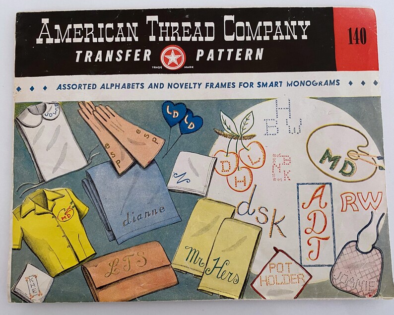 Vintage Mid Century Alphabet Transfers For Monogram Embroidery | Etsy