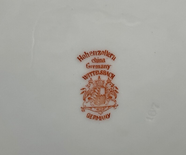 Antique Hand Painted Hohenzollern Wittelsbach Germany Bone Pink and Green China Plate