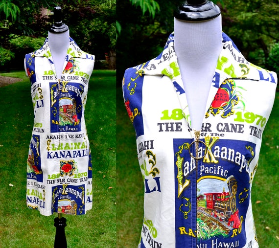 Early 1970's Hawaiian Train Dress / Vintage Hawaii