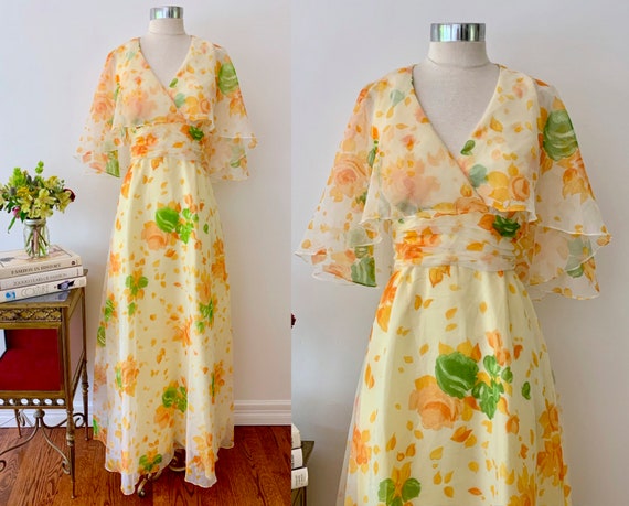 yellow flower maxi dress