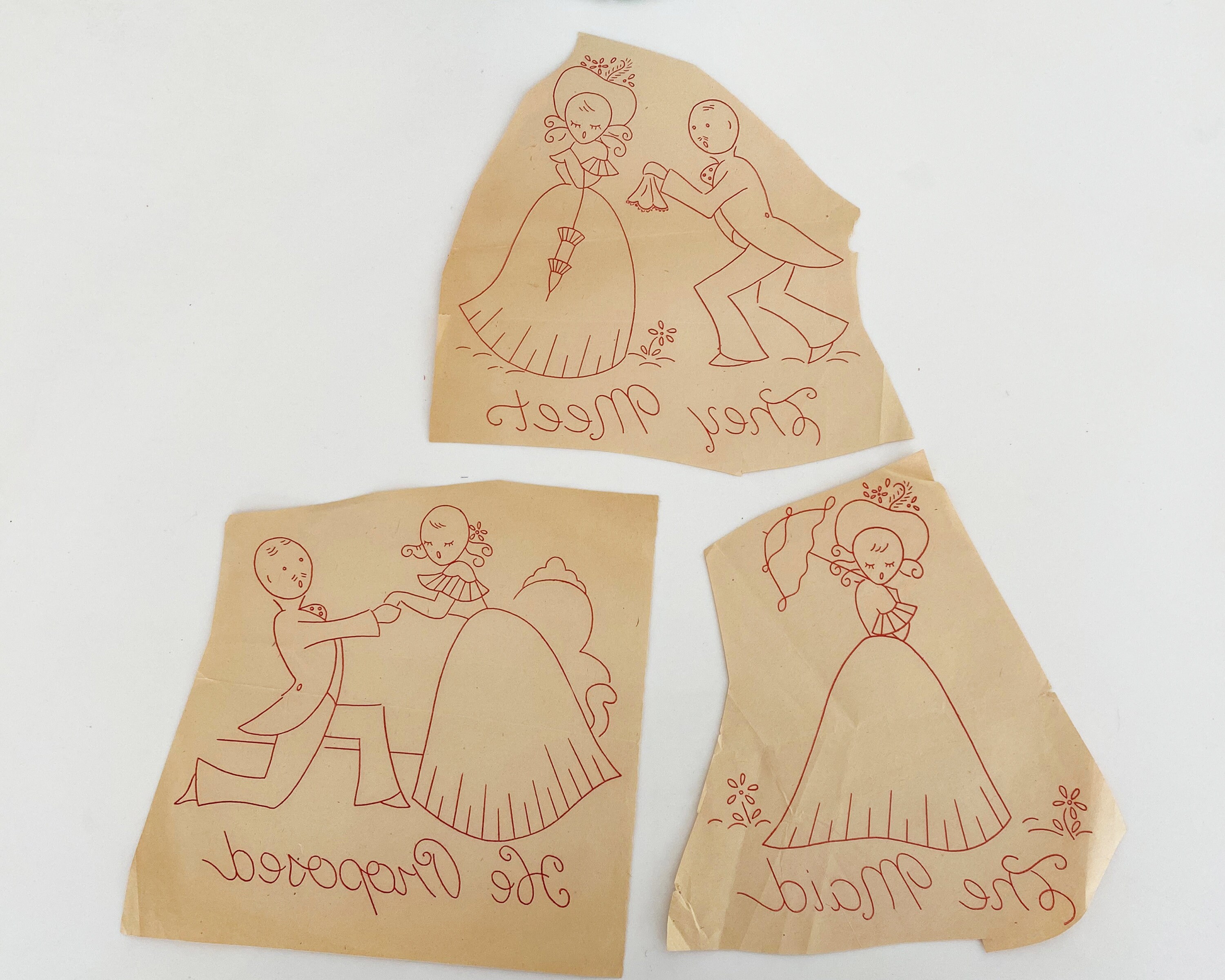 4 Vintage Mid Century Embroidery Transfers Anne Cabot Parade Etsy