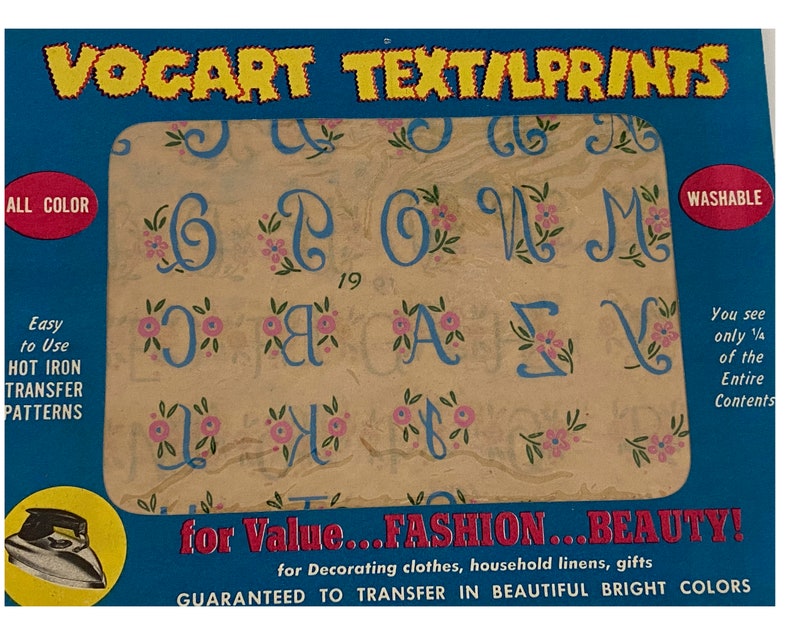 Vintage Mid Century Alphabet Transfers For Monogram Embroidery | Etsy