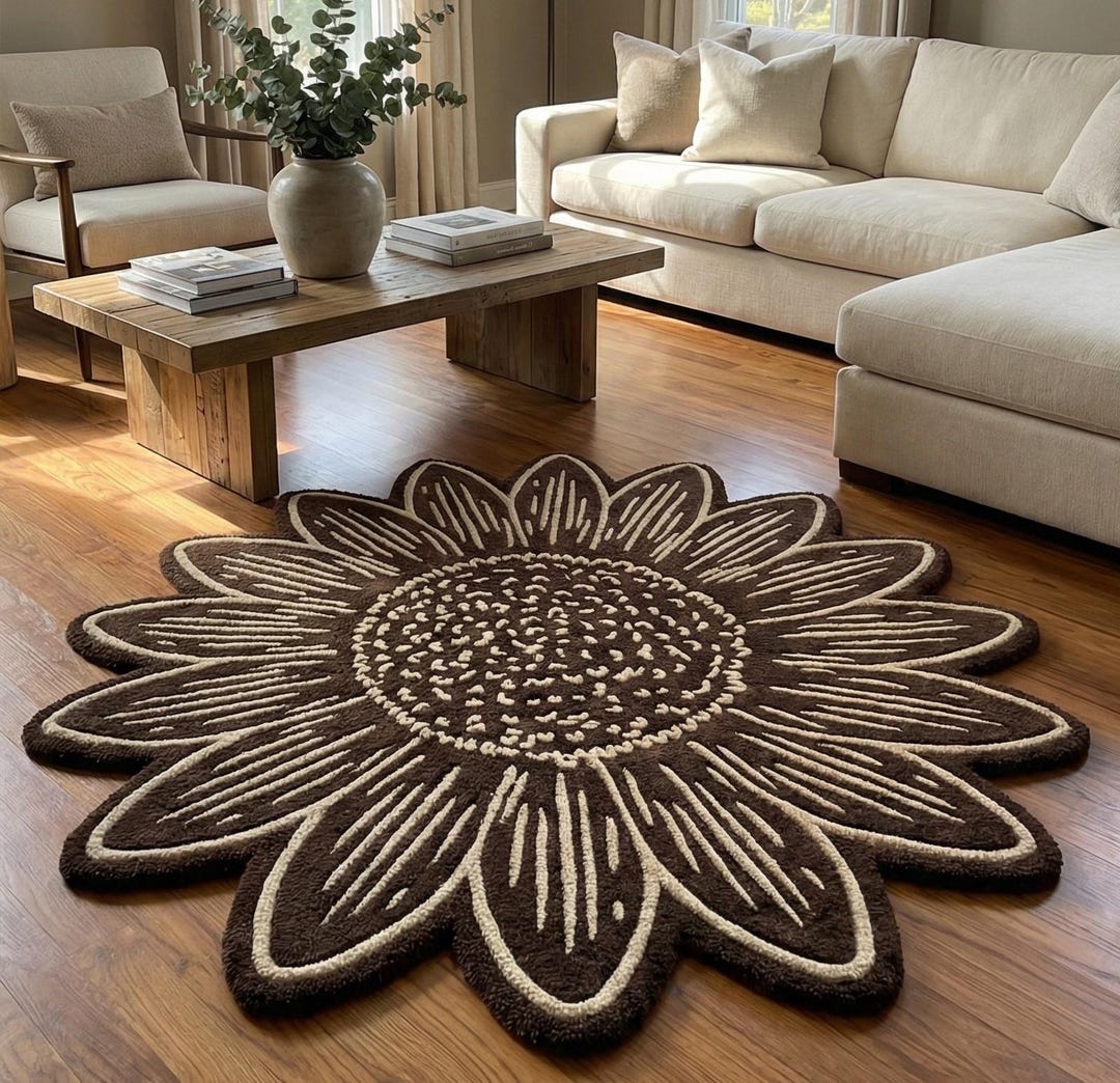 Hand-tufted Wool Sunflower Rug, 3D Floral Accent Carpet - Etsy