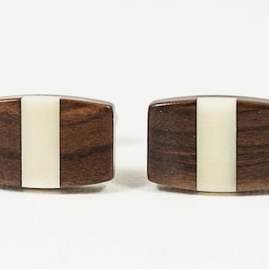 Boutons de manchette, accessoires et bijoux en palissandre de Bolivie et ivoire de tagua