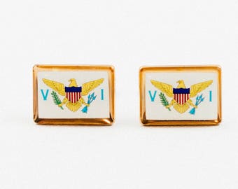 US Virgin Islands Flag Cufflinks, Lapel Pins, Tie Bars, Earrings, Jewelry and Accessories