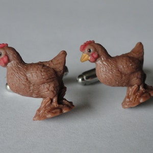 Chicken or Hen Cufflinks, Lapel Pins, Tie Bars, Earrings, Jewelry and Accessories