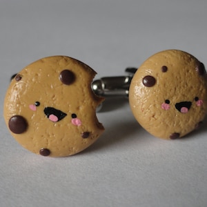 Happy Chocolate Chip Cookie Cufflinks, Lapel Pins, Tie Bars, Earrings, Jewelry and Accessories