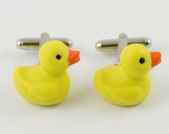 Boutons de manchette Ducky en caoutchouc, épingles à revers, barres de cravate, boucles d’oreilles, bijoux et accessoires