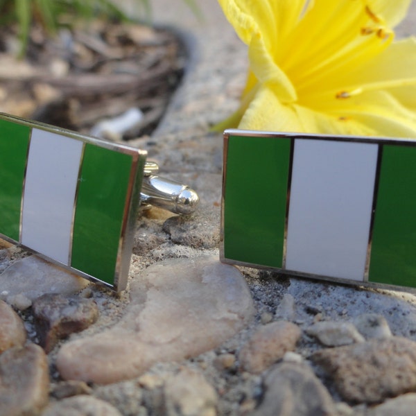 Nigerian Flag Cufflinks, Lapel Pins, Tie Bars, Earrings, Jewelry and Accessories