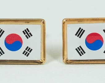 South Korean Flag Cufflinks, Lapel Pins, Tie Bars, Earrings, Jewelry and Accessories