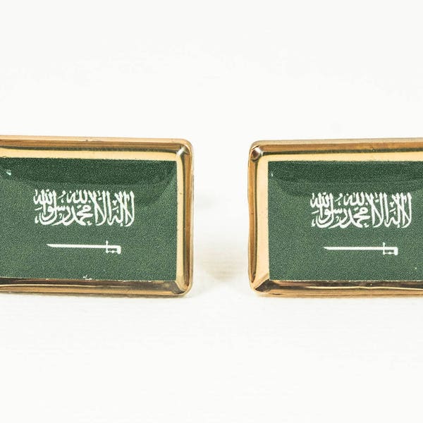 Saudi Arabian Flag Cufflinks, Lapel Pins, Tie Bars, Earrings, Jewelry and Accessories