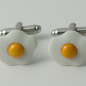 Breakfast Fried Egg Cufflinks, Lapel Pins, Tie Bars, Earrings, Jewelry and Accessories