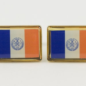 Manschettknappar, slagnålar, slipsnålar, örhängen, smycken och accessoarer med New York Citys flagga