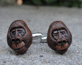 Gorilla Face Cufflinks, Lapel Pins, Tie Bars, Earrings, Jewelry and Accessories